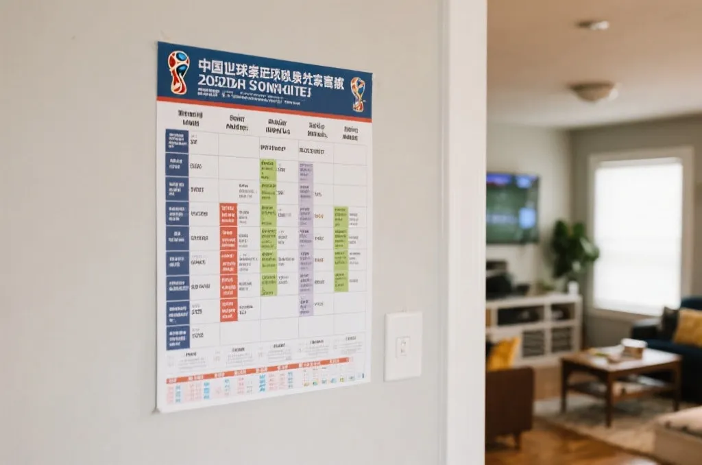 打印版世界杯赛程表与标记好的观赛时间